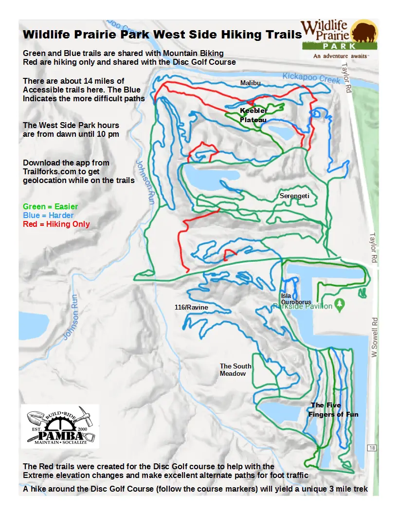 Wildlife Prairie Park West Side Hiking Trails Map