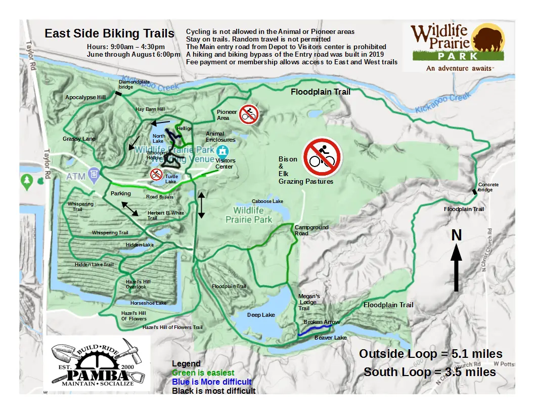 Wildlife Prairie Park East Side Biking Trails Map