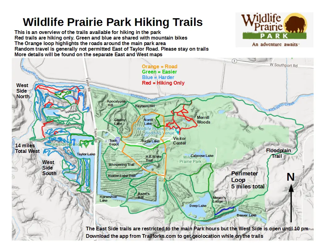 Wildlife Prairie Park Hiking Trails Overview Map