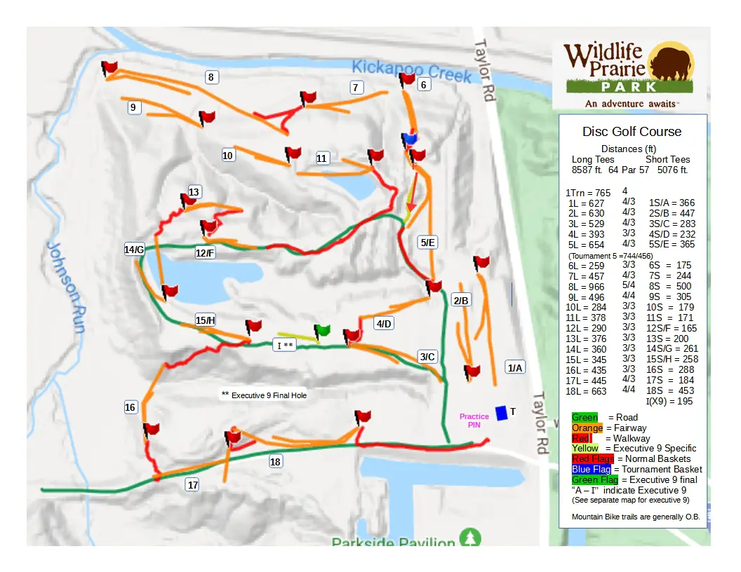 Wildlife Prairie Park 18 Hole Disc Golf Course Map